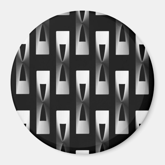 Íman Arte Deco Geométrica Metálica - Prata e Preto (Frente)