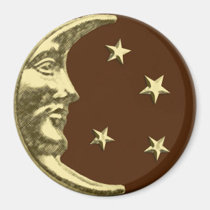 Íman Arte Deco Moon e Estrelas - Chocolate Brown e Dour