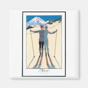 Íman Arte Deco Vintage, Amantes na Neve por George Barb