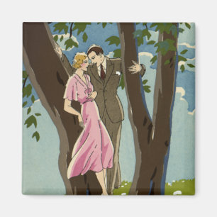 Íman Arte Deco Vintage Amor e Romance Casal Recém-Casad