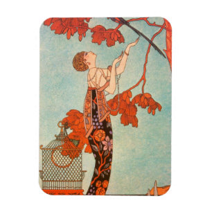 Íman Arte Deco Vintage, Pássaro Volúvel por George Barb