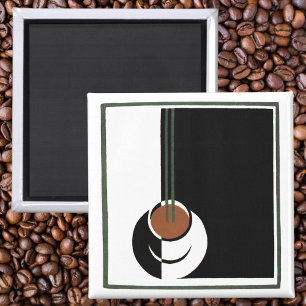 Íman Arte Deco Vintage, Xícara de Café com Vapor