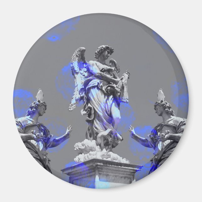 Íman Arte digital de esculturas pincéis de cor azul (Frente)