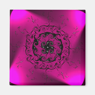 Íman Arte digital geométrica, ímã roxo espiral