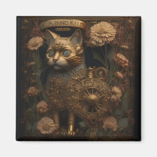 Íman Arte Digital Gótico de Gato Steampunk