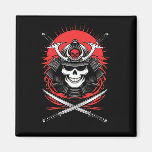 Íman Arte do Guerreiro Samurai Crânio Sol Nascente