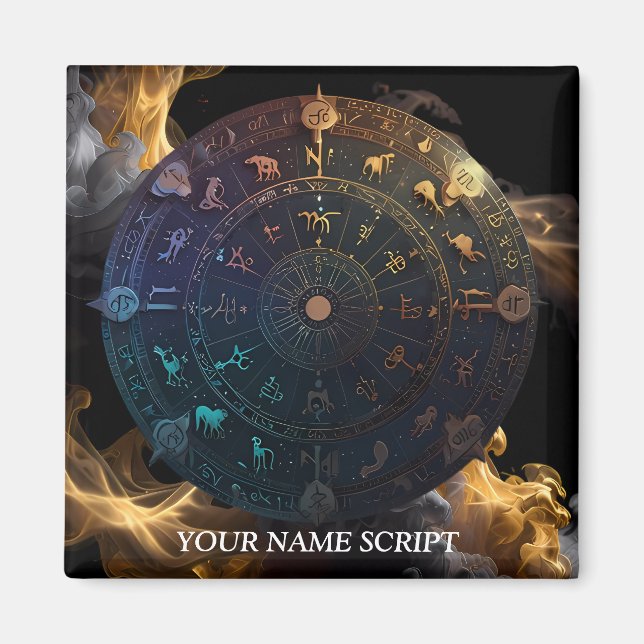 Íman Arte e Decoração de Astrologia com Disco do Zodíac (Frente)