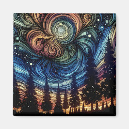 Íman Arte Eetérea Mística com Árvores e Céu Noturno