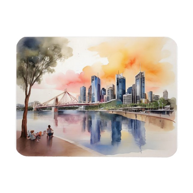 Íman arte em aquarela de Brisbane (Horizontal)