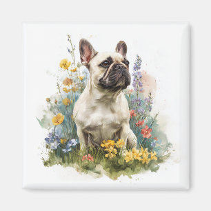 Íman Arte em Aquarela de Bulldog Francês Corça