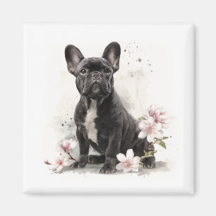 Íman Arte em Aquarela de Bulldog Francês Preto