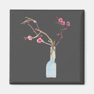Íman Arte em aquarela de flor de cerejeira sakura
