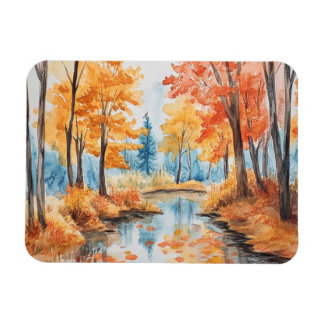 Íman Arte em Aquarela de Floresta de Outono