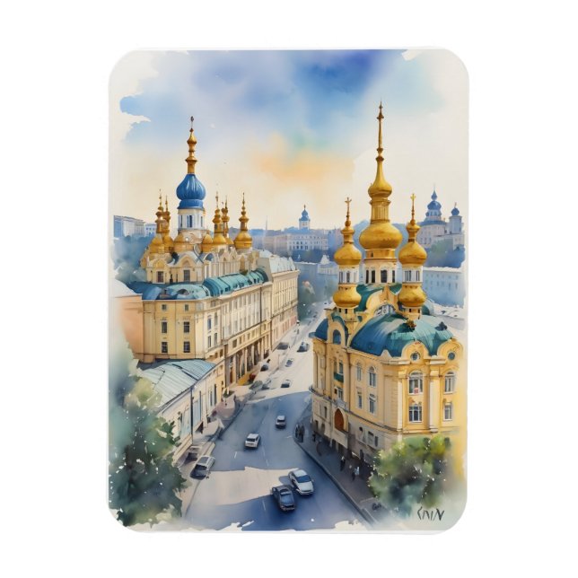 Íman arte em aquarela de Kiev (Vertical)