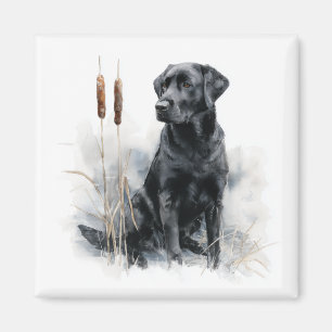 Íman Arte em Aquarela do Labrador Retriever Preto