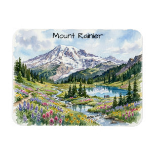 Íman Arte em Aquarela do Parque Nacional Mount Rainier