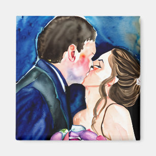 Íman Arte em Casamento de Kiss Watercolor