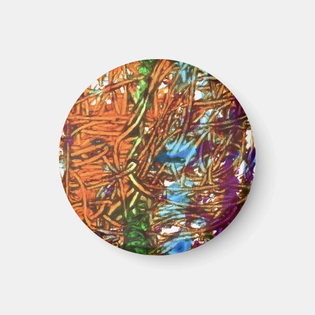 Íman Arte em Mármore Laranja, Verde, Azul e Roxo (Frente)