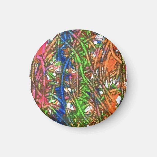 Íman Arte em mármore rosa, azul, verde, laranja (Frente)