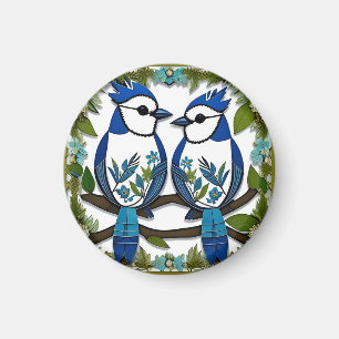 Íman Arte em papel de pássaros Blue Jay