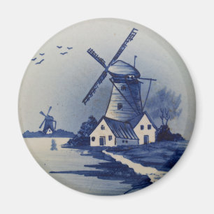 Íman Arte em pintura azul e branca vintage Delft
