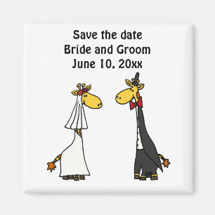 Íman Arte engraçada do casamento dos noivos do girafa