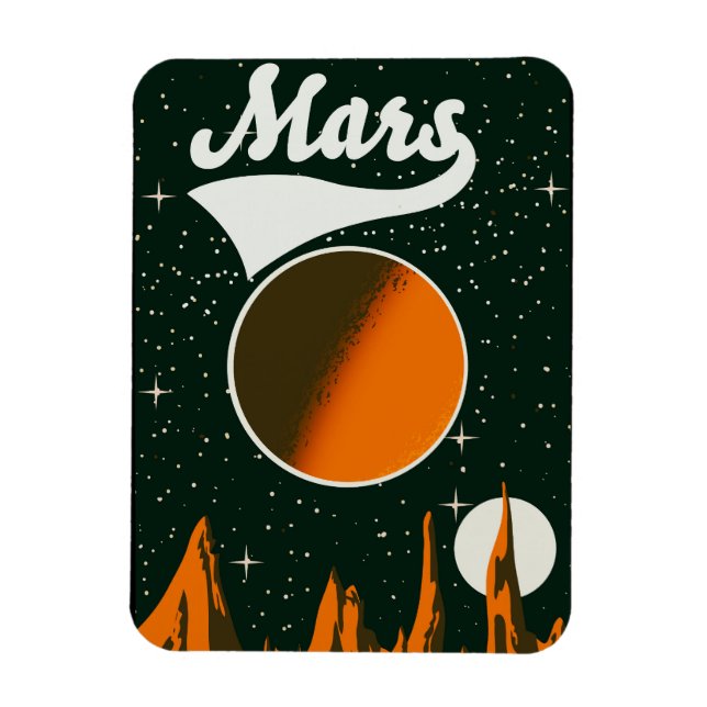 Íman Arte espacial retrô de Marte (Vertical)
