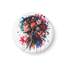 Arte Feminina Floral Colorida em Aquarela