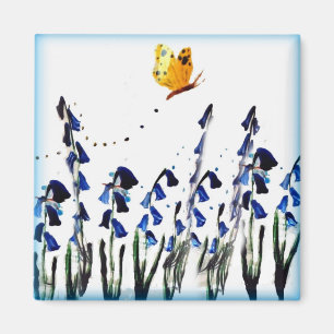 Íman Arte floral da borboleta dos Bluebells