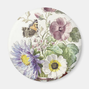 Íman Arte Floral de Borboleta Vintage de William van Le