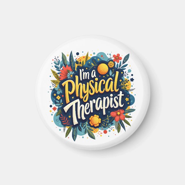 Íman Arte Floral de Citação Física Terapista (Frente)