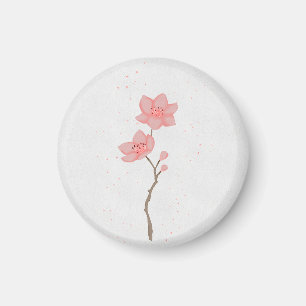 Íman Arte Floral de Flor de Cerejeira Sakura Rosa Minim