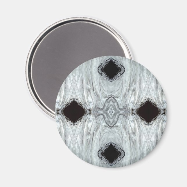 Íman Arte fluida abstrata acrílica cinza e preta Argent (Front/Back)