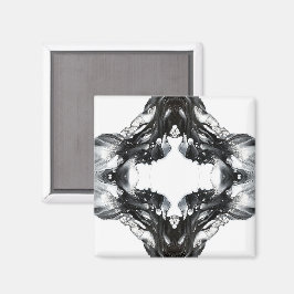 Íman Arte Fluida Abstrata Preto e Branco Luz e Escuridã