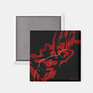 Íman Arte Fluida Abstrata Vermelha de Sonhos e Pesadelo
