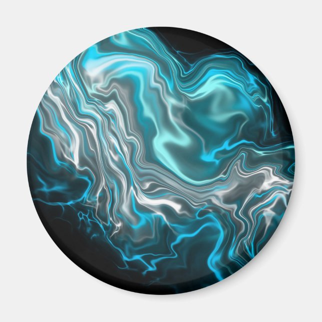 Íman Arte Fluida Marble Preta e Azul (Frente)