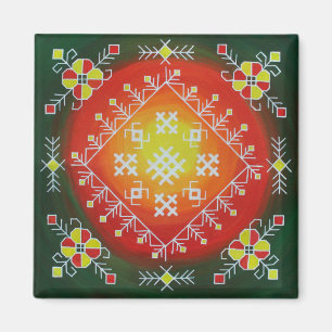 Íman Arte folclórica tradicional letã com pintura de