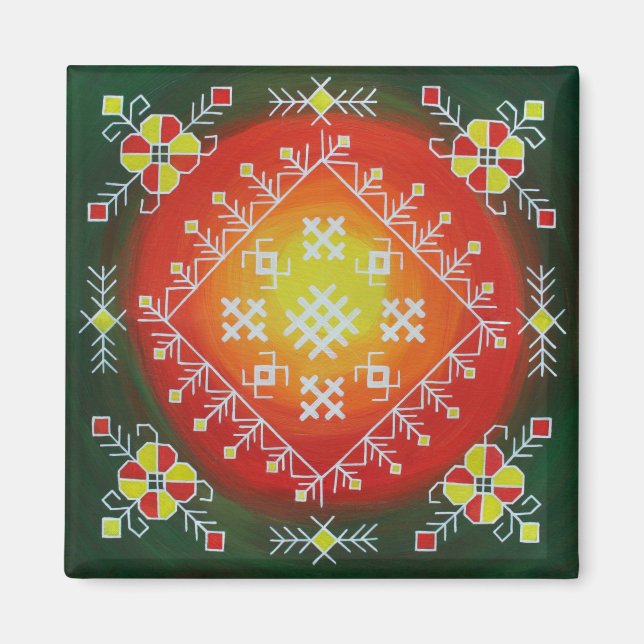 Íman Arte folclórica tradicional letã com pintura de sí (Frente)