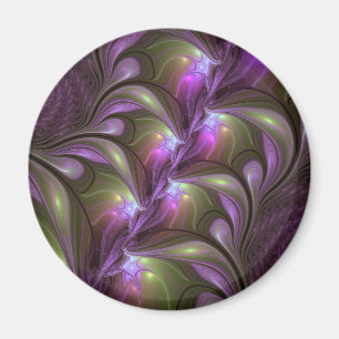 Íman Arte Fractal Abstrata Colorida Violeta Roxo Caqui