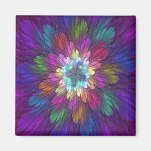 Íman Arte Fractal Abstrata de Flor Psicodélica Colorida