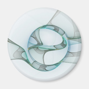 Íman Arte fractal abstrata moderna azul turquesa cinza
