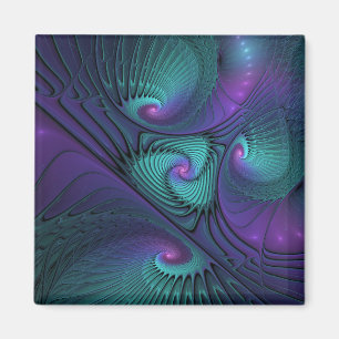 Íman Arte Fractal Abstrata Moderna Roxo Encontra Turque