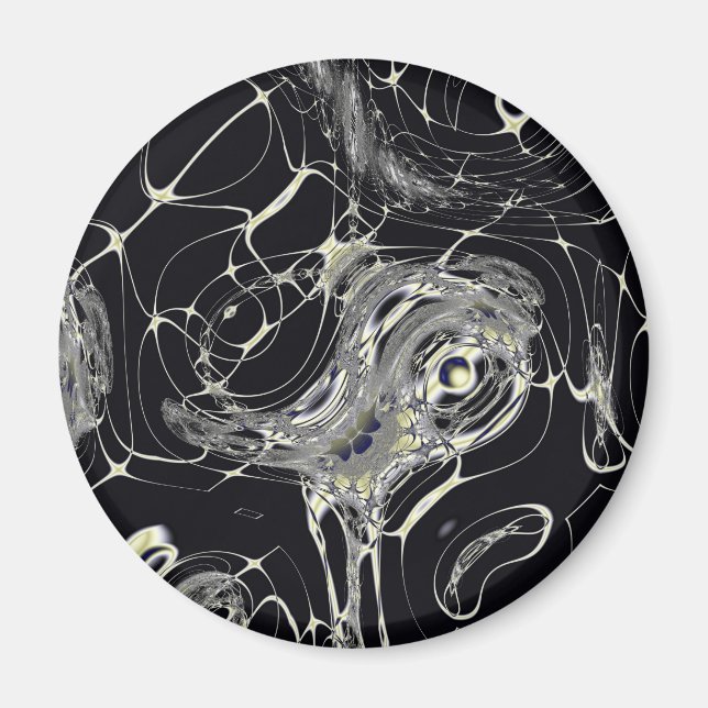 Íman Arte Fractal Abstrata Teia Dourada (Frente)