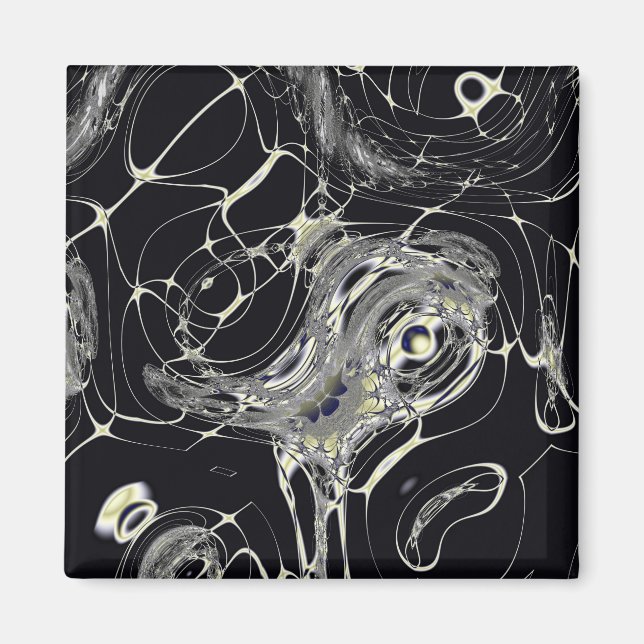 Íman Arte Fractal Abstrata Teia Dourada (Frente)