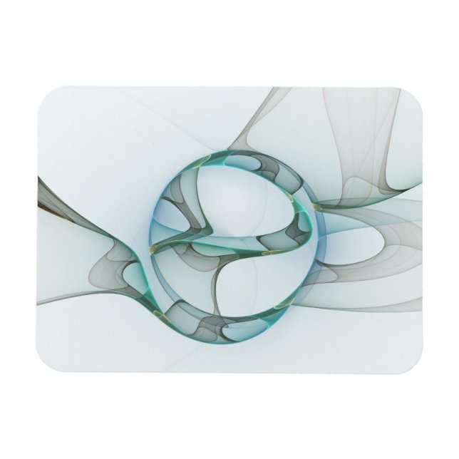 Íman Arte fractal abstrato moderno azul turquesa cinza (Horizontal)