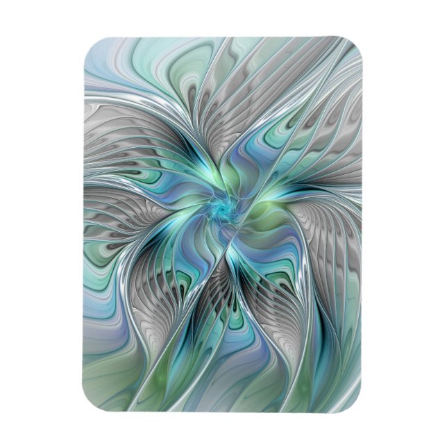 Íman Arte fractal de fantasia de borboleta azul abstrat (Vertical)