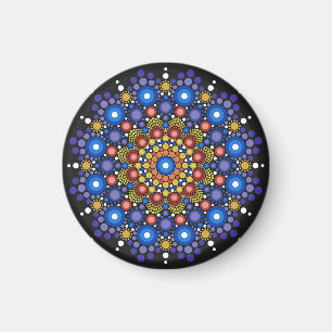 Íman Arte Fractal Floral Dotada Retro Mandala
