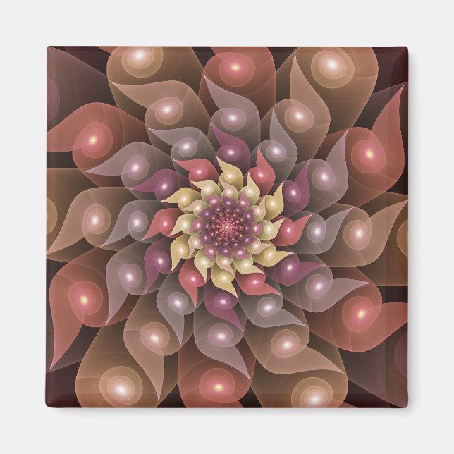 Íman Arte Fractal Moderna Abstrato de Flor Shiny Surrea (Frente)