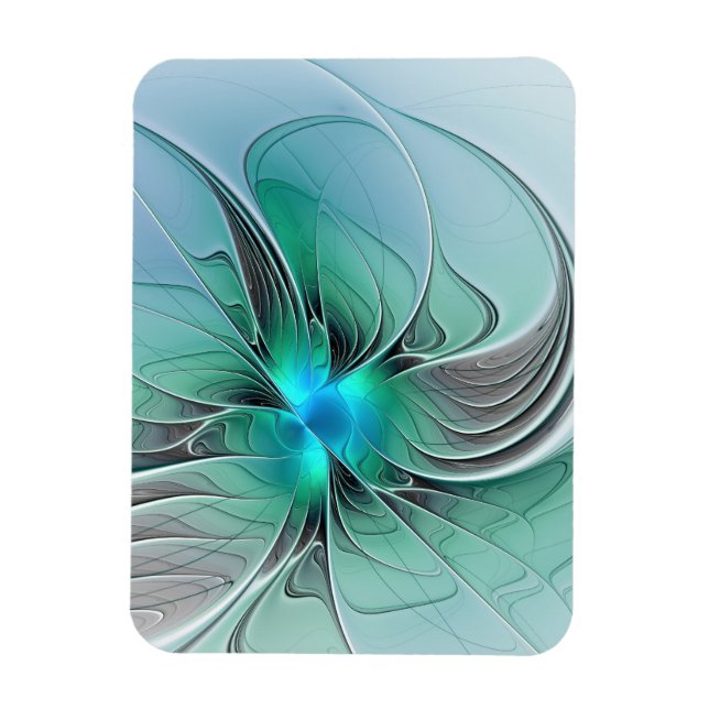 Íman Arte fractal moderna com azul abstrato (Vertical)
