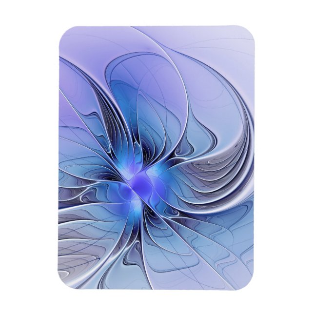 Íman Arte fractal moderno abstrato azul lavanda (Vertical)